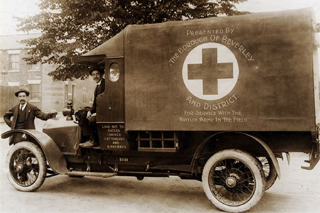 This ambulance was presented to the British Army during the First World War by the Borough of Beverley